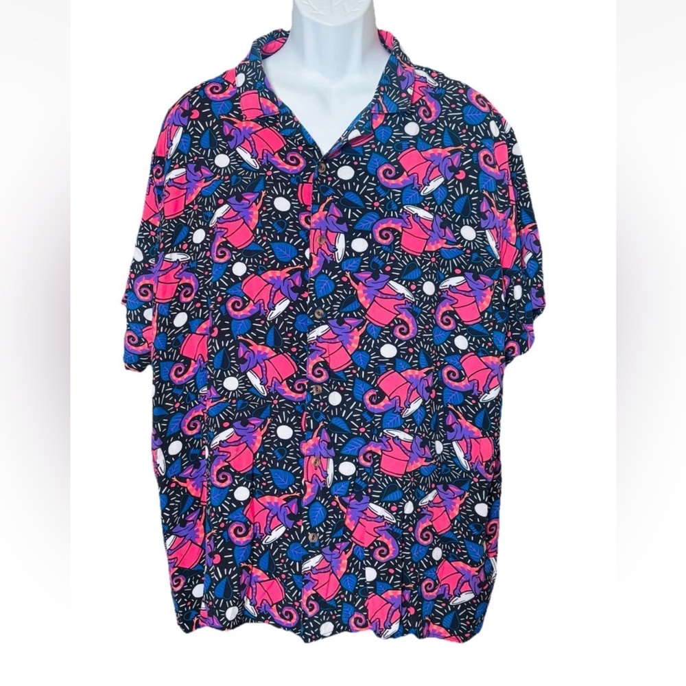 Party Pants Vacation Karma Chameleon Men's XXL Button Up Short Sleeve Shirt